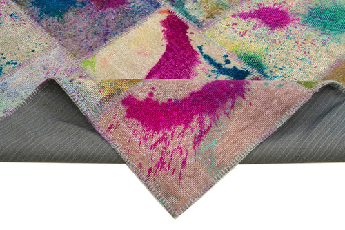 Kirk Yama Pink Patchwork Cotton Wool Handmade Area Rug 7'10'' x 10'1''