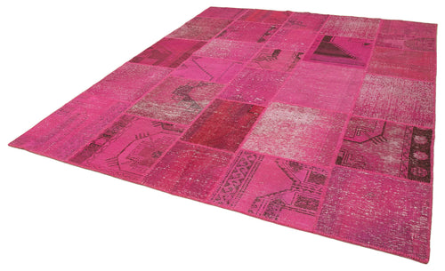 Kirk Yama Pink Patchwork Cotton Wool Handmade Area Rug 8'2'' x 9'11''