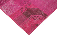 Handmade Area Rug - Pink Patchwork Cotton Wool Rug 7'11'' x 9'10'' Durable Soft Floor Covering