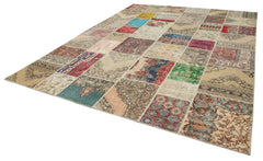 Kirk Yama Beige Patchwork Cotton Wool Handmade Area Rug 10'0'' x 13'2''