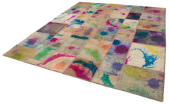 Kirk Yama Pink Patchwork Cotton Wool Handmade Area Rug 8'1'' x 9'7''