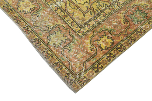 Overdyed Vintage Yellow Vintage Cotton Wool Handmade Area Rug 6'9'' x 10'2''