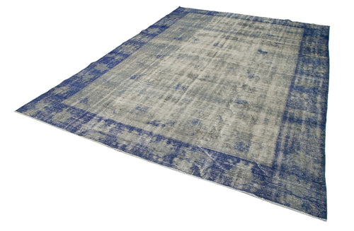 Overdyed Vintage Blue Vintage Cotton Wool Handmade Area Rug 7'7'' x 11'1''