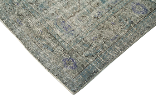 Overdyed Vintage Blue Vintage Cotton Wool Handmade Area Rug 7'3'' x 9'10''