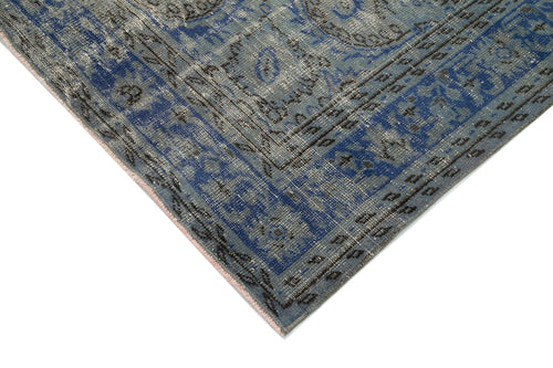 Overdyed Vintage Blue Vintage Cotton Wool Handmade Area Rug 7'5'' x 10'2''
