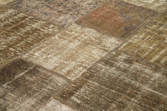 Handmade Area Rug - Kirk Yama Brown Patchwork Cotton Wool Carpet 8'4''x11'8''