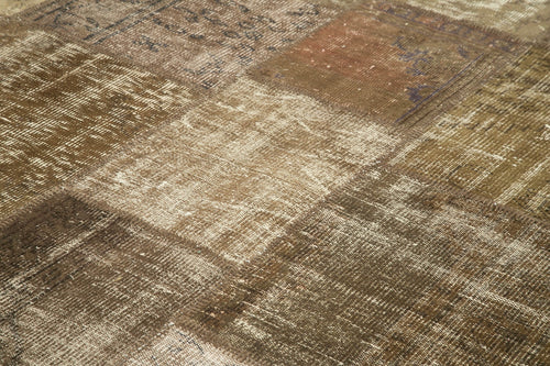 Handmade Area Rug - Kirk Yama Brown Patchwork Cotton Wool Carpet 8'4''x11'8''