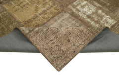 Handmade Area Rug - Kirk Yama Brown Patchwork Cotton Wool Carpet 8'4''x11'8''