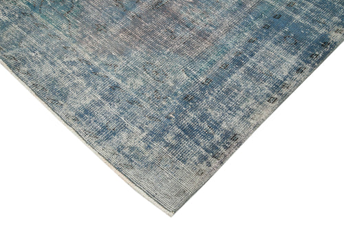 Overdyed Vintage Blue Vintage Cotton Wool Handmade Area Rug 7'1'' x 10'5''
