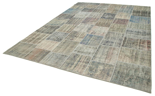 Kirk Yama Grey Patchwork Cotton Wool Handmade Area Rug 8'6'' x 11'7''