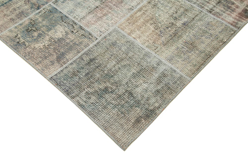 Kirk Yama Grey Patchwork Cotton Wool Handmade Area Rug 8'6'' x 11'7''