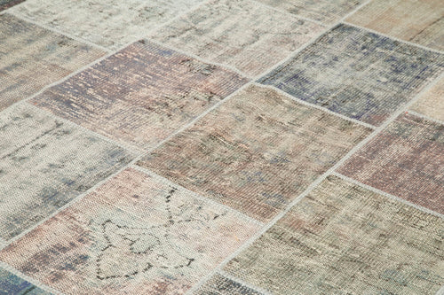 Kirk Yama Grey Patchwork Cotton Wool Handmade Area Rug 8'6'' x 11'7''