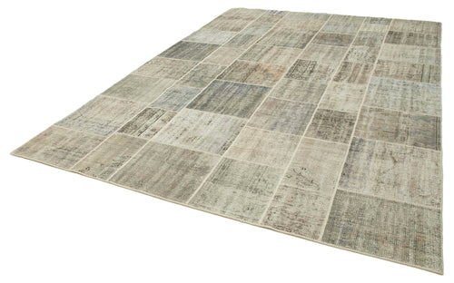 Handmade Area Rug - Kirk Yama Grey Patchwork Cotton Wool 8'2'' x 11'6''