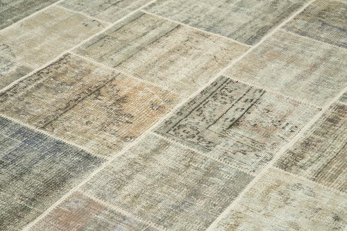 Handmade Area Rug - Kirk Yama Grey Patchwork Cotton Wool 8'2'' x 11'6''