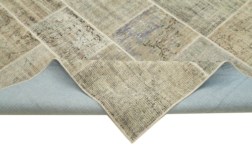 Handmade Area Rug - Kirk Yama Grey Patchwork Cotton Wool 8'2'' x 11'6''