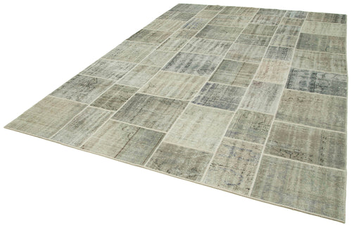Kirk Yama Grey Patchwork Cotton Wool Handmade Area Rug 8'2'' x 11'6''