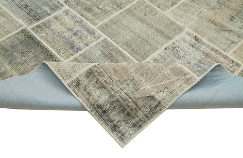 Kirk Yama Grey Patchwork Cotton Wool Handmade Area Rug 8'2'' x 11'6''