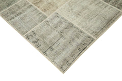 Handmade Area Rug - Kirk Yama Grey Patchwork Cotton Wool Vintage Carpet 8'5''x11'5''