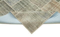 Handmade Area Rug - Kirk Yama Grey Patchwork Cotton Wool Vintage Carpet 8'5''x11'5''