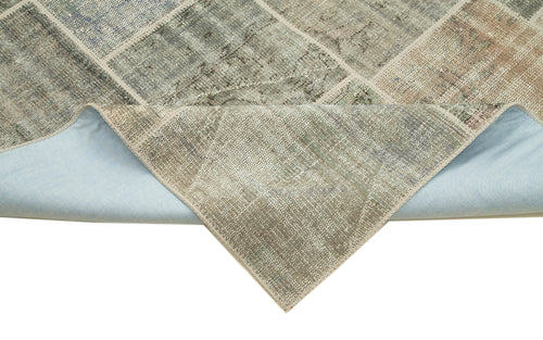 Handmade Area Rug - Kirk Yama Grey Patchwork Cotton Wool Vintage Carpet 8'5''x11'5''