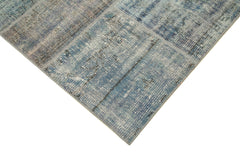 Kirk Yama Blue Patchwork Cotton Wool Handmade Area Rug 8'2'' x 11'9''