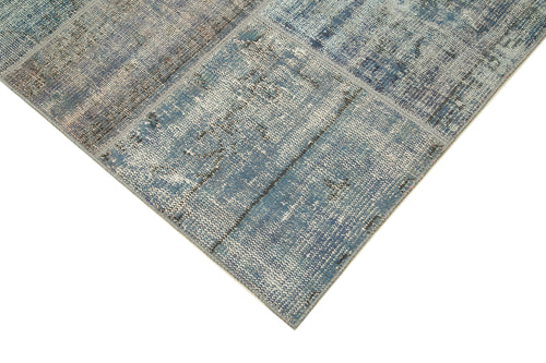 Kirk Yama Blue Patchwork Cotton Wool Handmade Area Rug 8'2'' x 11'9''