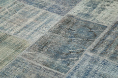 Kirk Yama Blue Patchwork Cotton Wool Handmade Area Rug 8'2'' x 11'9''