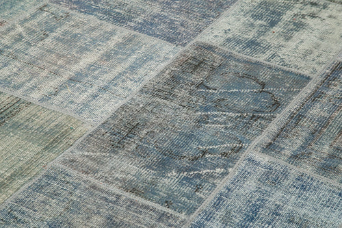 Kirk Yama Blue Patchwork Cotton Wool Handmade Area Rug 8'2'' x 11'9''