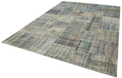 Kirk Yama Blue Patchwork Cotton Wool Handmade Area Rug 8'3'' x 11'8''