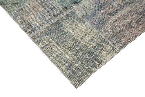 Kirk Yama Blue Patchwork Cotton Wool Handmade Area Rug 8'3'' x 11'8''