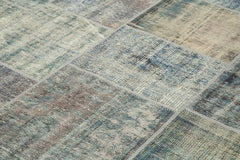 Kirk Yama Blue Patchwork Cotton Wool Handmade Area Rug 8'3'' x 11'8''