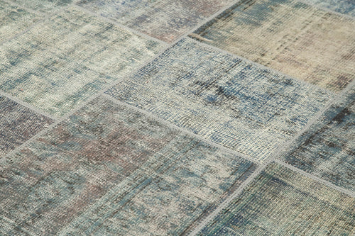 Kirk Yama Blue Patchwork Cotton Wool Handmade Area Rug 8'3'' x 11'8''