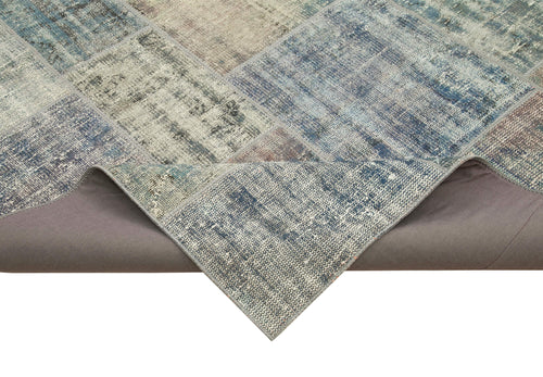 Kirk Yama Blue Patchwork Cotton Wool Handmade Area Rug 8'3'' x 11'8''