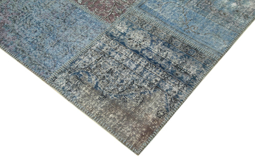 Kirk Yama Blue Patchwork Cotton Wool Handmade Area Rug 8'4'' x 11'7''