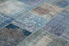 Kirk Yama Blue Patchwork Cotton Wool Handmade Area Rug 8'4'' x 11'7''