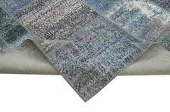 Kirk Yama Blue Patchwork Cotton Wool Handmade Area Rug 8'4'' x 11'7''