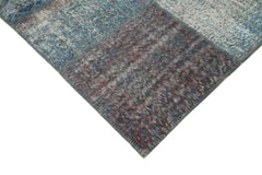 Kirk Yama Blue Patchwork Cotton Wool Handmade Area Rug 8'3'' x 11'8''