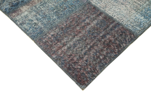 Kirk Yama Blue Patchwork Cotton Wool Handmade Area Rug 8'3'' x 11'8''