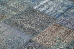 Kirk Yama Blue Patchwork Cotton Wool Handmade Area Rug 8'3'' x 11'8''