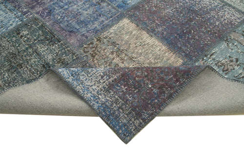 Kirk Yama Blue Patchwork Cotton Wool Handmade Area Rug 8'3'' x 11'8''