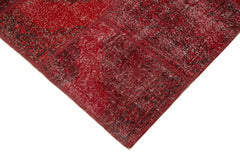 Handmade Area Rug - Red Patchwork Cotton Wool Vintage Hand Knotted Carpet 8'2" x 11'7"