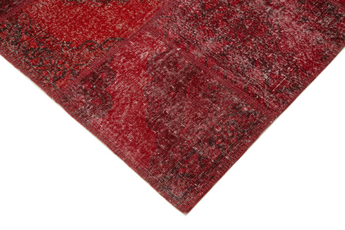 Handmade Area Rug - Red Patchwork Cotton Wool Vintage Hand Knotted Carpet 8'2" x 11'7"