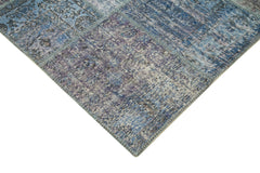 Kirk Yama Blue Patchwork Cotton Wool Handmade Area Rug 8'4'' x 11'8''