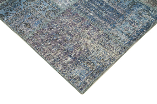 Kirk Yama Blue Patchwork Cotton Wool Handmade Area Rug 8'4'' x 11'8''