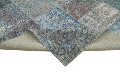 Kirk Yama Blue Patchwork Cotton Wool Handmade Area Rug 8'4'' x 11'8''