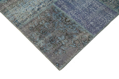 Kirk Yama Blue Patchwork Cotton Wool Handmade Area Rug 8'3'' x 11'9''