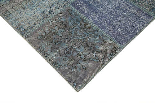 Kirk Yama Blue Patchwork Cotton Wool Handmade Area Rug 8'3'' x 11'9''