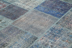 Kirk Yama Blue Patchwork Cotton Wool Handmade Area Rug 8'3'' x 11'9''