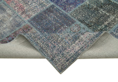 Kirk Yama Blue Patchwork Cotton Wool Handmade Area Rug 8'3'' x 11'9''