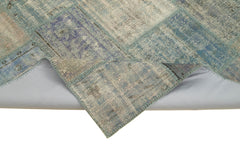 Kirk Yama Blue Patchwork Cotton Wool Handmade Area Rug 5'9'' x 7'11''